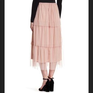 Tiered ballet pink tulle skirt